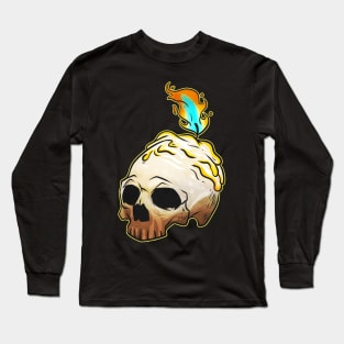 Skull With Burning Candle On Top Esotheric Halloween Long Sleeve T-Shirt